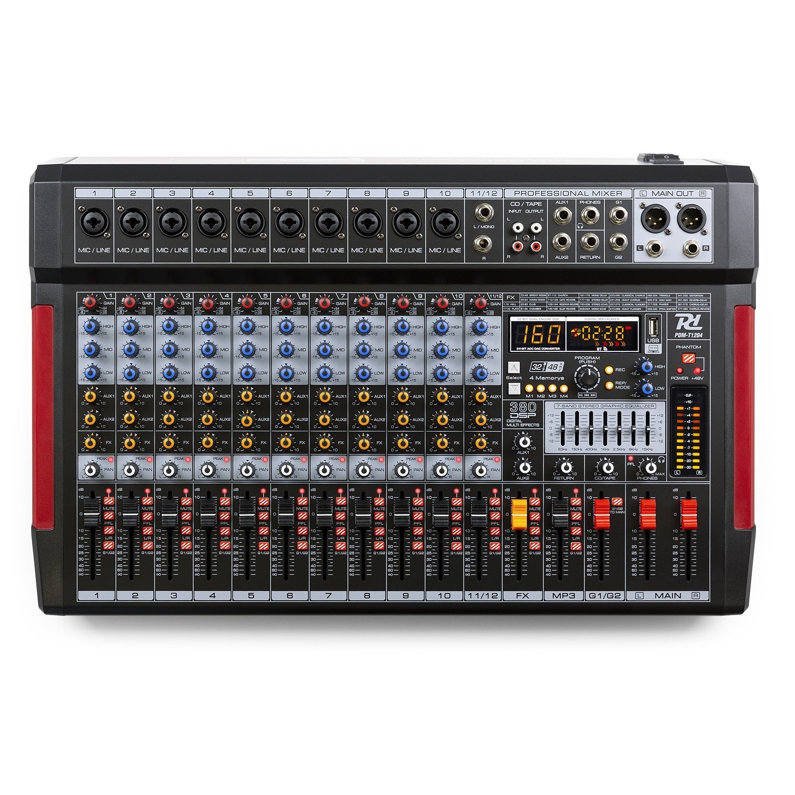  PDM-T1204 Stage Mixer 12-CHANNEL DSP-MP3