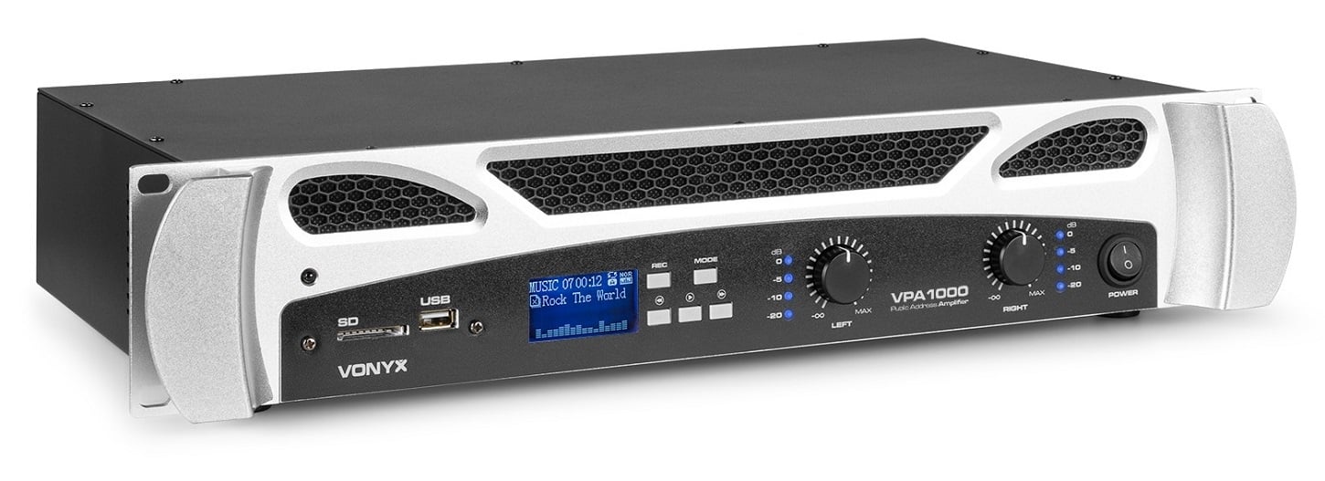 VPA1000 PA Amplifier 2X 500W Media Player With BT