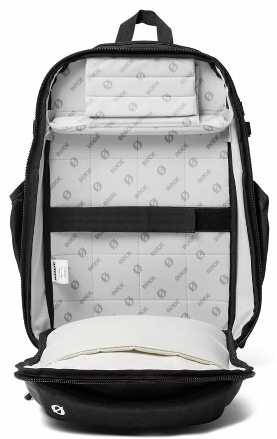rode merch backpack front open jpg